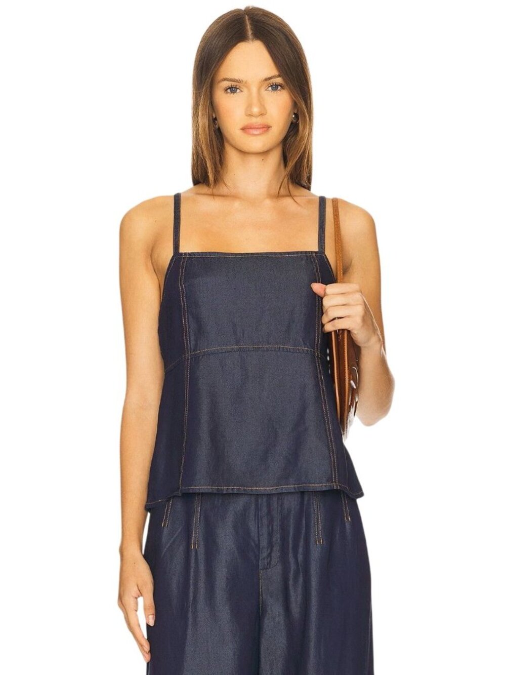 Gestuz Nia Singlet Top in Dark Blue Unwashed 36 New Womens GZnia
